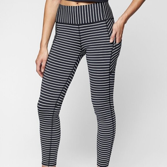 Athleta Contender Legging Womens XL Blue Striped 7/8 High Rise Active Pant - Picture 1 of 12